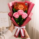 Buquê Trio de Rosas Cor de Rosa e Chocolate Giuliana Flores