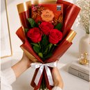 Buquê Trio de Rosas Vermelho e Chocolate Giuliana Flores