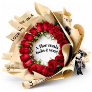 Buquê Espelhado com Rosas Vermelhas