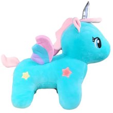Unicórnio de Pelúcia Azul com Asas 30cm