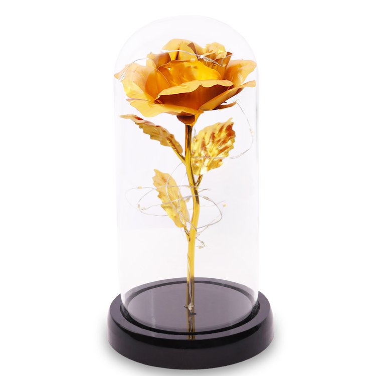 Rosa Encantada Luminária Ouro