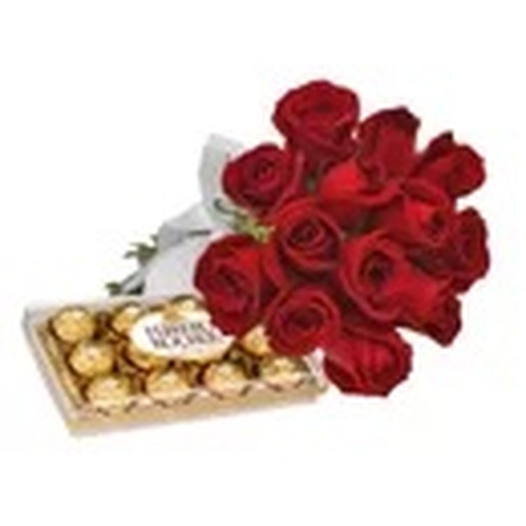 Buquê de 12 Rosas Vermelhas e Ferrero - Rappi