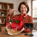 Cesta de Presente Vinho e Flores Red Love