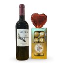 Kit do Coração com Vinho e Chocolate
