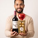 Kit do Coração com Vinho e Chocolate
