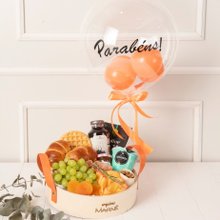 Cesta de Café da Manhã Frutas e Frios com Balão