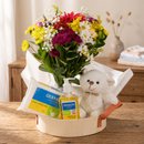 Cesta Maternidade Carinho com Ursinho e Flores