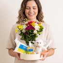 Cesta Maternidade Carinho com Ursinho e Flores