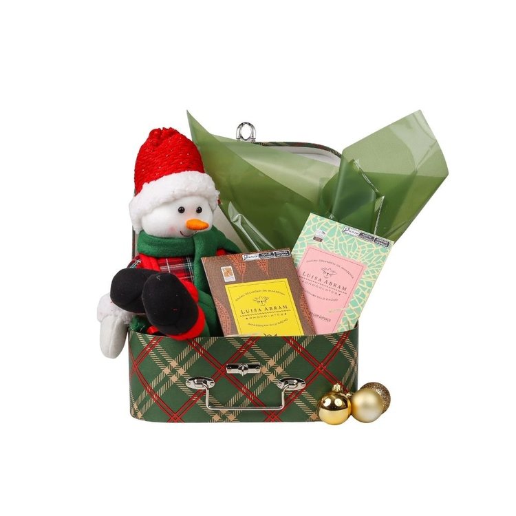 Cesta de Natal Pelúcia e Chocolates na Maleta