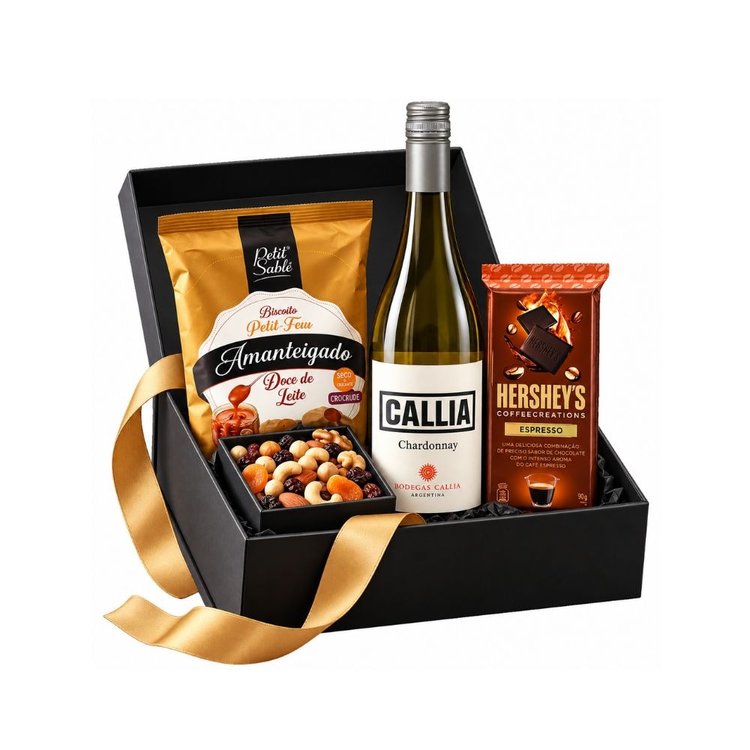 Presente Gourmet Vinho Branco Chileno e Chocolate
