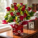 Arranjo com 12 rosas vermelhas