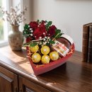 Cesta Com Rosas e Ferrero Rocher