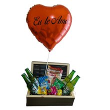 Cesta de Cerveja com Balão Personalizado