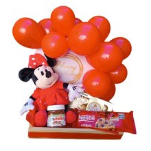 Cesta de Aniversário Minnie com Balões 