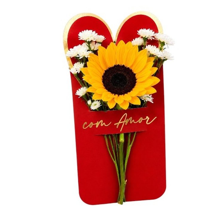 Cartão Flor Com Amor  Girassol