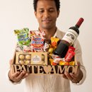 Cesta Presente Pai T e Amo com Vinho Snacks Chocolates
