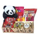 Cesta Presente Urso Panda Pelúcia Doces e Chocolates