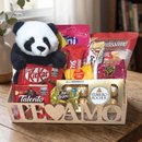 Cesta Presente Urso Panda Pelúcia Doces e Chocolates