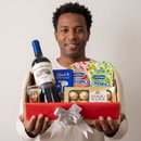 Cesta De Chocolates E Vinho Presente Premium
