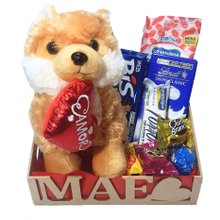 Cesta Mãe Com Lindt e Cachorro Caramelo