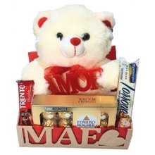 Cesta para as Mães Com Urso Amor E Ferrero Rocher