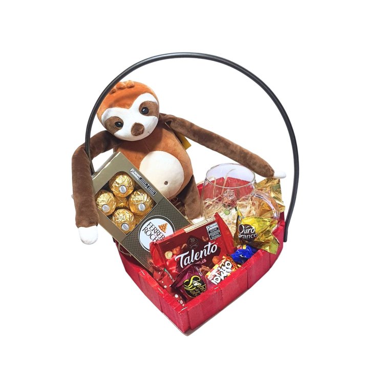 Cesta Presente Coração, Caneca 3D e Pelúcia