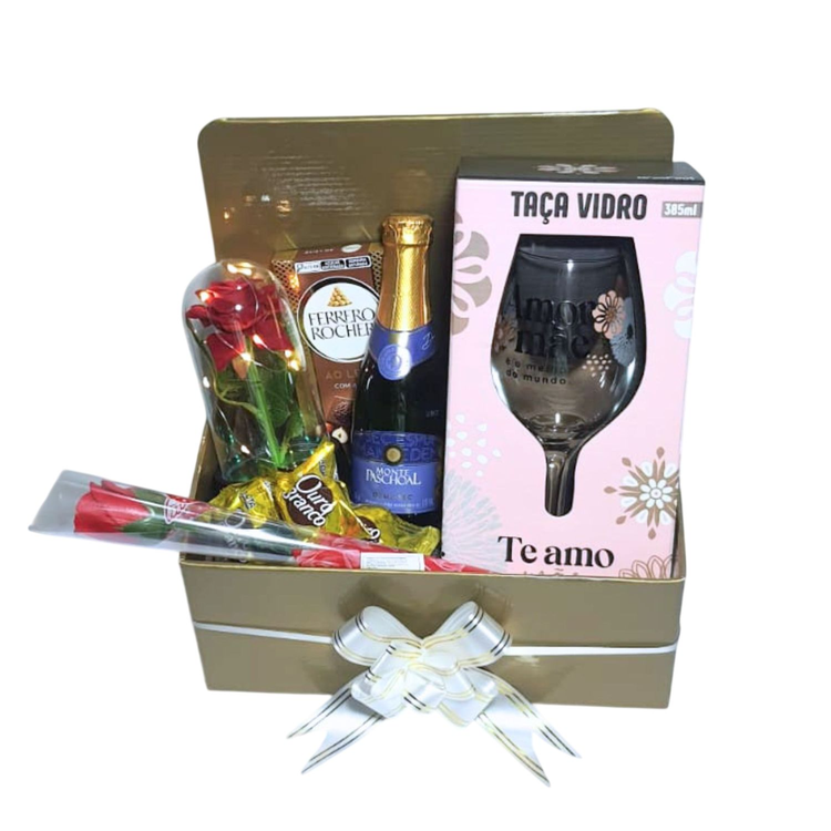 Cesta Dia Das Mães Espumante Ferrero Rosa Abajur