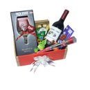 Cesta Premium Namorados Taça Vinho Flor e Chocolates