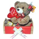 Cesta Presente Meu Amor com Urso Flor e Ferrero
