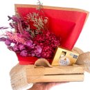 Kit Caixote - Flores Com Chocolate - Dia dos Namorados