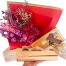 Kit Caixote - Flores Com Chocolate Belga