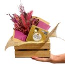 Kit Mini Caixote - Flores Com Chocolate - Namorados