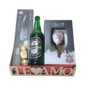 Cesta Presente Corinthians com Faca, Taça e Cerveja