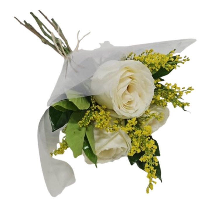 Buquê de 3 Rosas Brancas