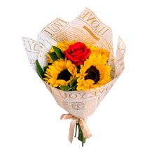 Maravilhoso Buquê de Girassol e Rosa Permanente