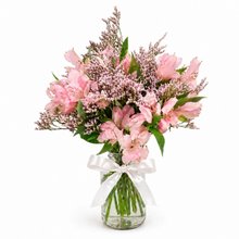 Flores Cor de Rosa na Garrafinha 