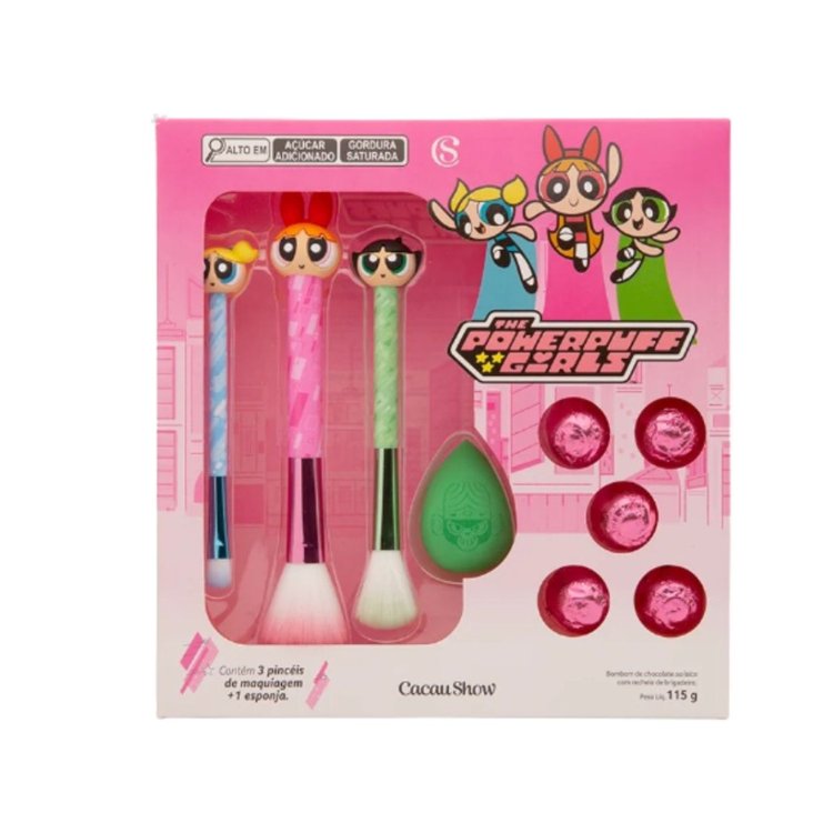 Kit de Pincéis Meninas Superpoderosas com Bombons 115g