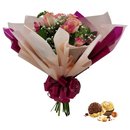 Buquê de 4 Rosas Cor de Rosa com Ferrero Rocher