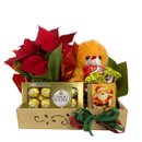 Bandeja Natal com Vaso de Flor Bico Vermelho