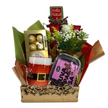 Bandeja Natal com Arranjo de Rosas