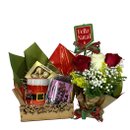 Bandeja Natal com Arranjo de Rosas