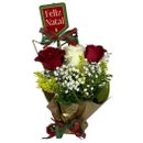 Bandeja Natal com Arranjo de Rosas