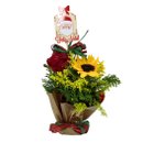 Bandeja Natal com Vinho e Arranjo de Flores