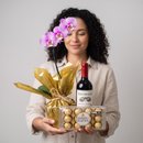 Kit de Orquídea, Chocolate e Vinho