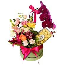Box de Orquídea com Flores Mistas - Luxo