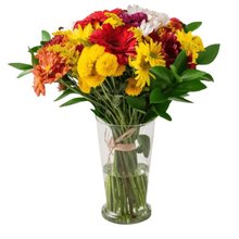 Arranjo Médio de Flores do Campo Coloridas em Vaso