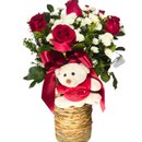 Arranjo 7 Rosas Com Pelúcia 