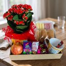 Cesta de Café da Manhã, Flores e Chocolate