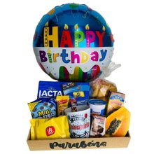 Cesta de Aniversário Café, Chocolate e Balão