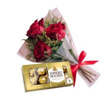 Buquê de 3 Rosas com Ferrero